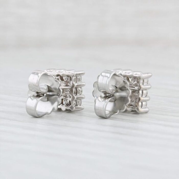 104ctw square diamond cluster earrings 14k white gold pierced studs 2577