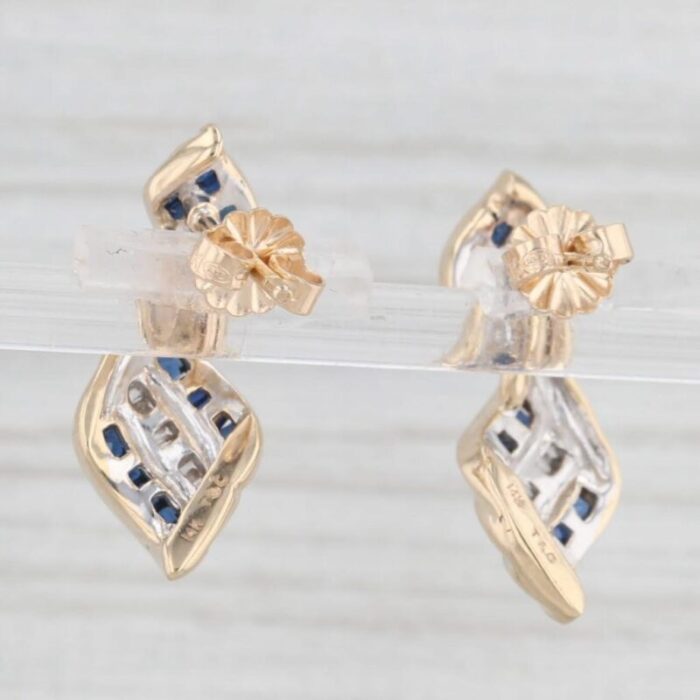 105ctw blue sapphire diamond drop earrings 14k yellow gold town and country 2998