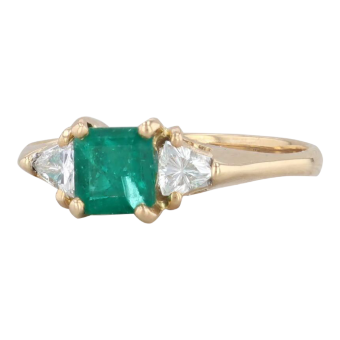 105ctw emerald diamond ring 18k yellow gold size 75 emerald cut 0019