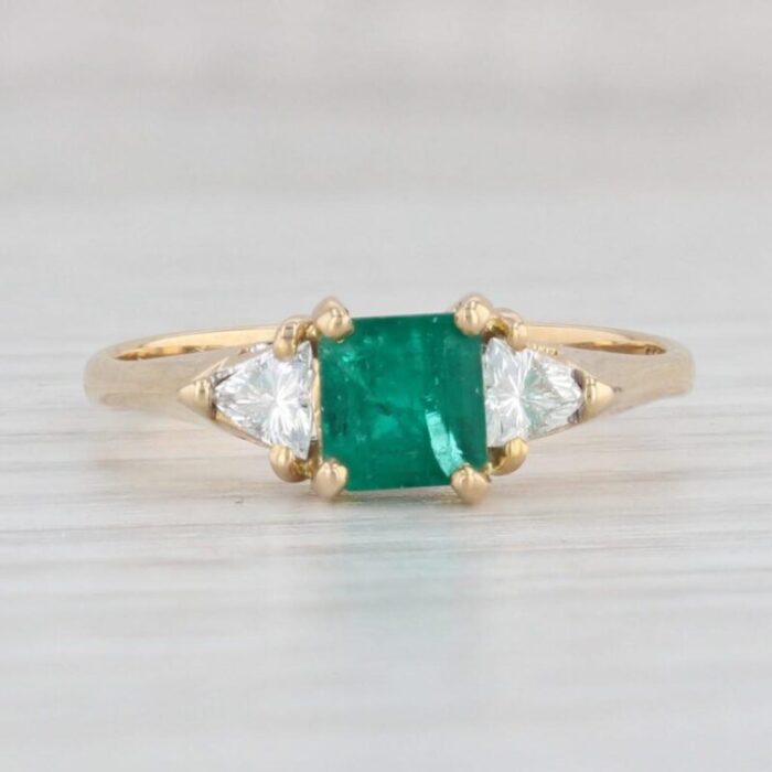 105ctw emerald diamond ring 18k yellow gold size 75 emerald cut 9215