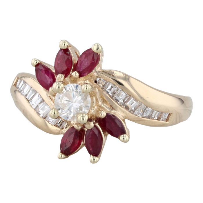 105ctw ruby diamond ring 14k yellow gold size 775 bypass 0064