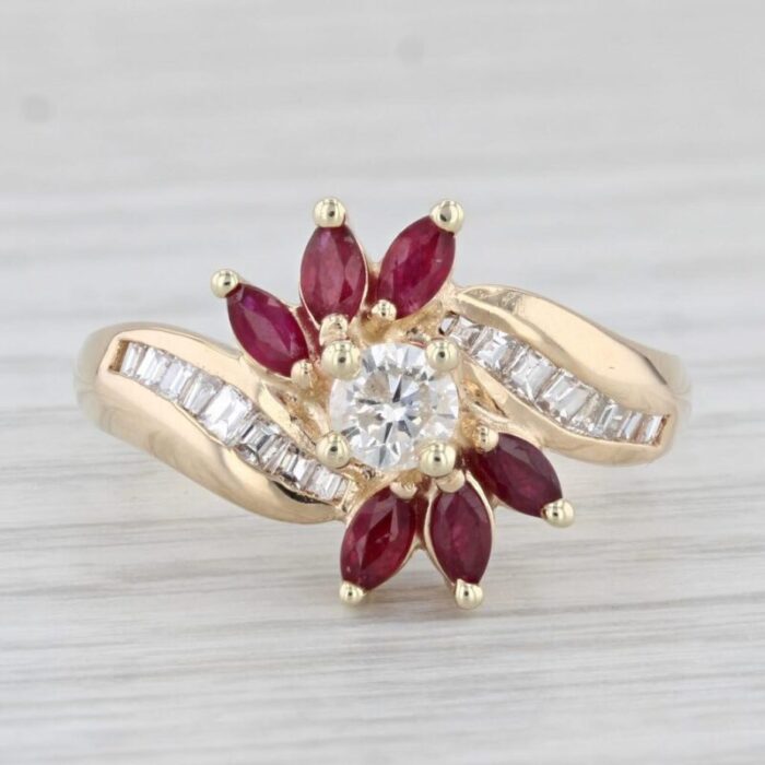 105ctw ruby diamond ring 14k yellow gold size 775 bypass 1144