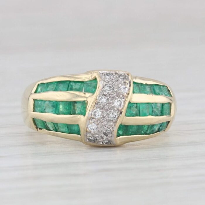 108ctw diamond emerald cross over ring 14k yellow gold size 65 6641