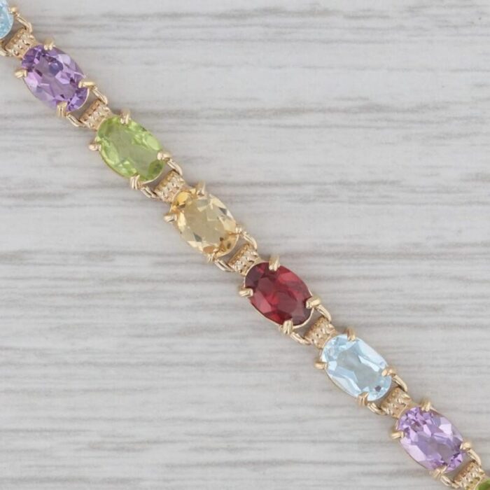 1118ctw multi gemstone tennis bracelet 14k gold 7 garnet topaz citrine peridot 5507