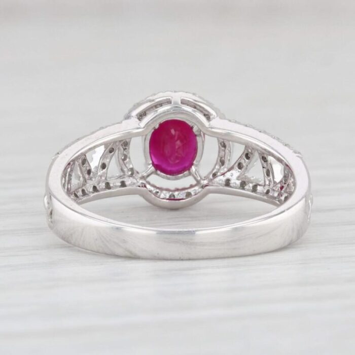 113ctw ruby diamond halo ring 14k white gold size 775 engagement 5450