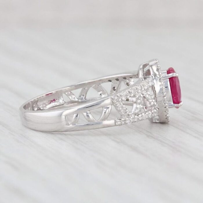 113ctw ruby diamond halo ring 14k white gold size 775 engagement 5525