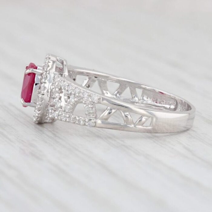 113ctw ruby diamond halo ring 14k white gold size 775 engagement 8996