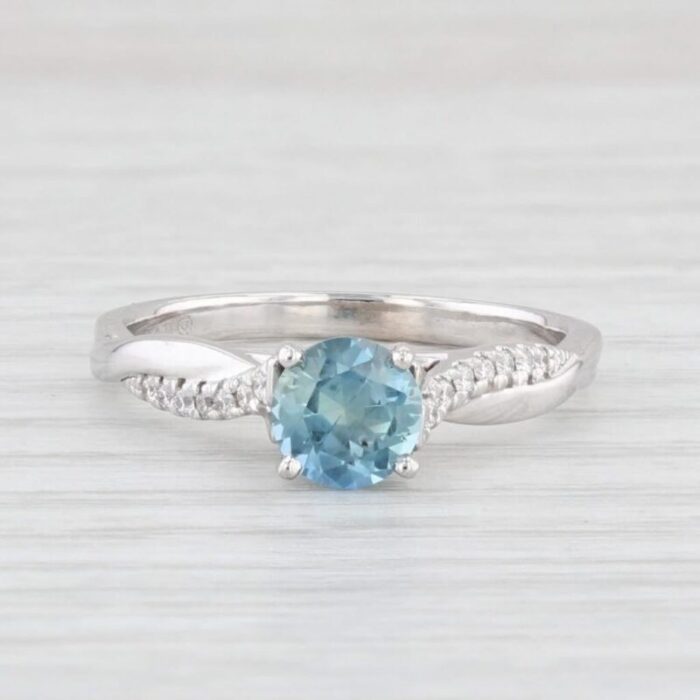 115ctw teal blue sapphire diamond ring 14k white gold size 75 engagement 0154