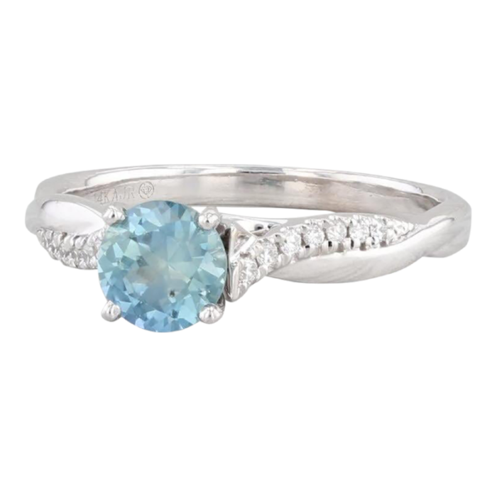 115ctw teal blue sapphire diamond ring 14k white gold size 75 engagement 7597