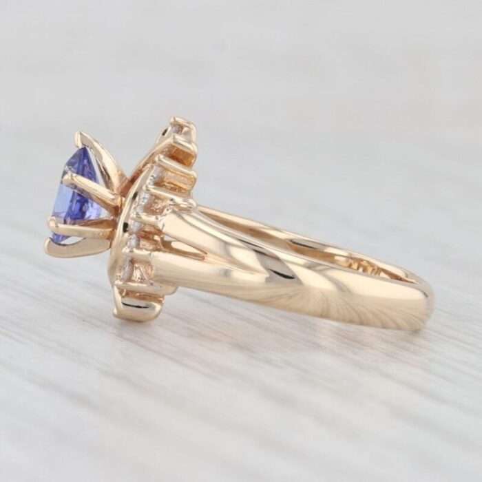 116ctw pear tanzanite diamond halo ring 14k yellow gold size 675 engagement 6927