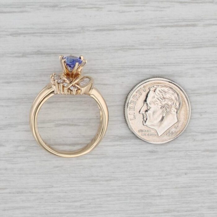 116ctw pear tanzanite diamond halo ring 14k yellow gold size 675 engagement 9334