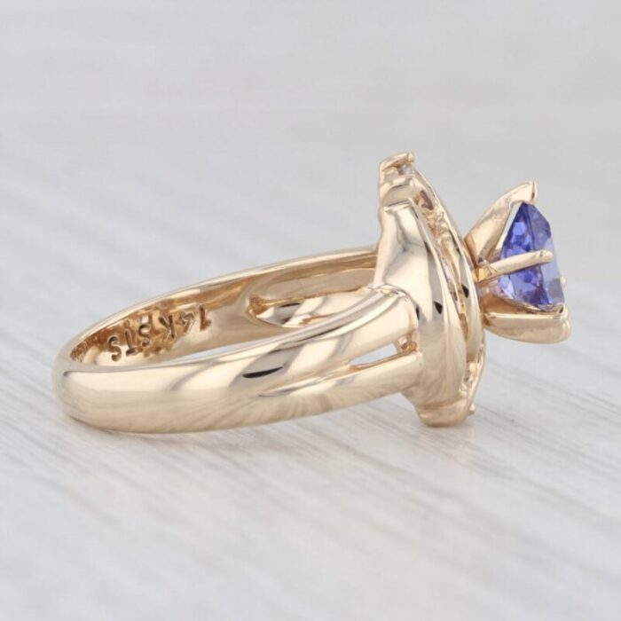 116ctw pear tanzanite diamond halo ring 14k yellow gold size 675 engagement 9495