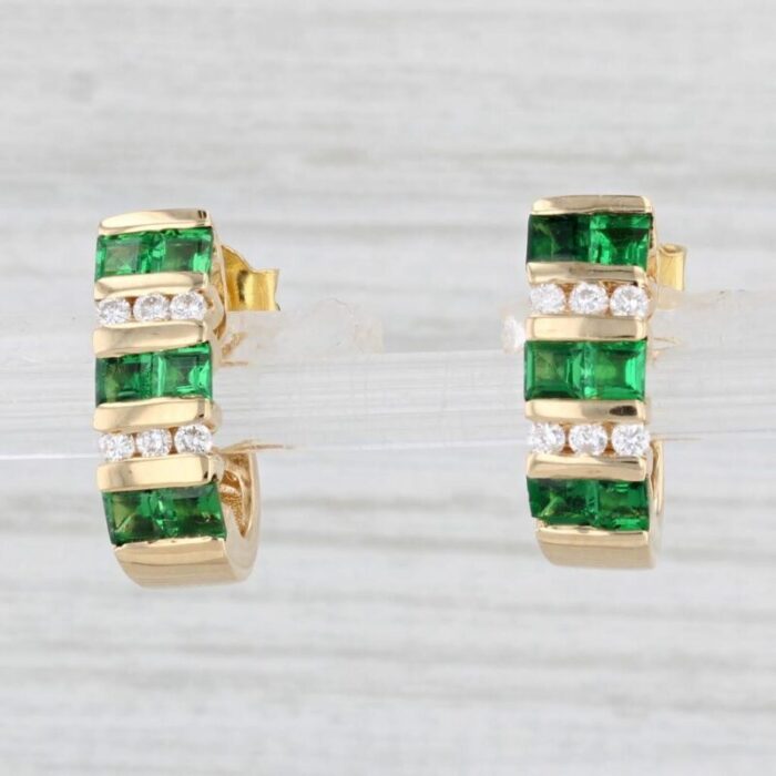 118ctw green tsavorite garnet diamond j hook earrings 18k yellow gold 2426