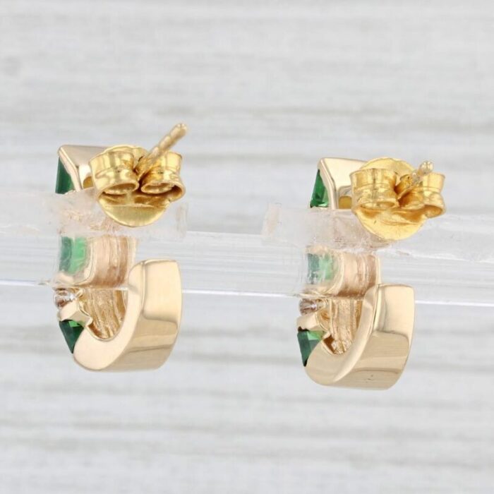 118ctw green tsavorite garnet diamond j hook earrings 18k yellow gold 6730