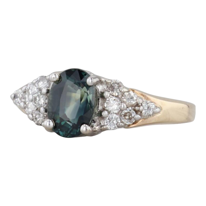 120ctw oval blue sapphire diamond ring 14k yellow gold size 525 4946