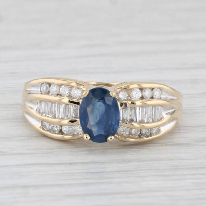 121ctw oval blue sapphire diamond ring 18k yellow gold size 65 2103