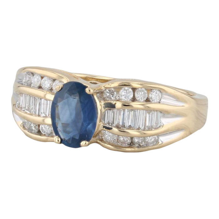 121ctw oval blue sapphire diamond ring 18k yellow gold size 65 6657