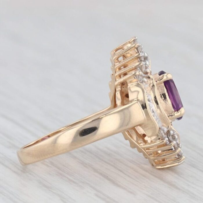 124ctw amethyst diamond ring 14k yellow gold size 75 cocktail 2067