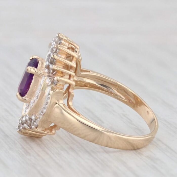 124ctw amethyst diamond ring 14k yellow gold size 75 cocktail 4630