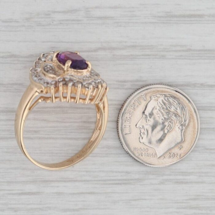 124ctw amethyst diamond ring 14k yellow gold size 75 cocktail 5594