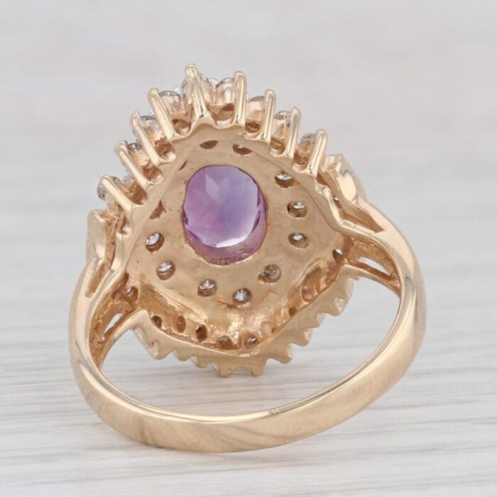 124ctw amethyst diamond ring 14k yellow gold size 75 cocktail 6700