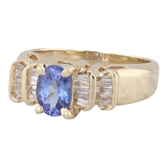 125 ctw tanzanite diamond baguette 14k yellow gold size 625 ring 6344