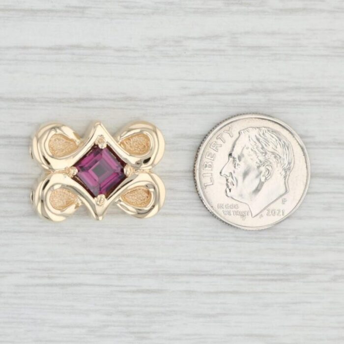 125ct rhodolite garnet slide charm 14k yellow gold vintage january birthstone 6136