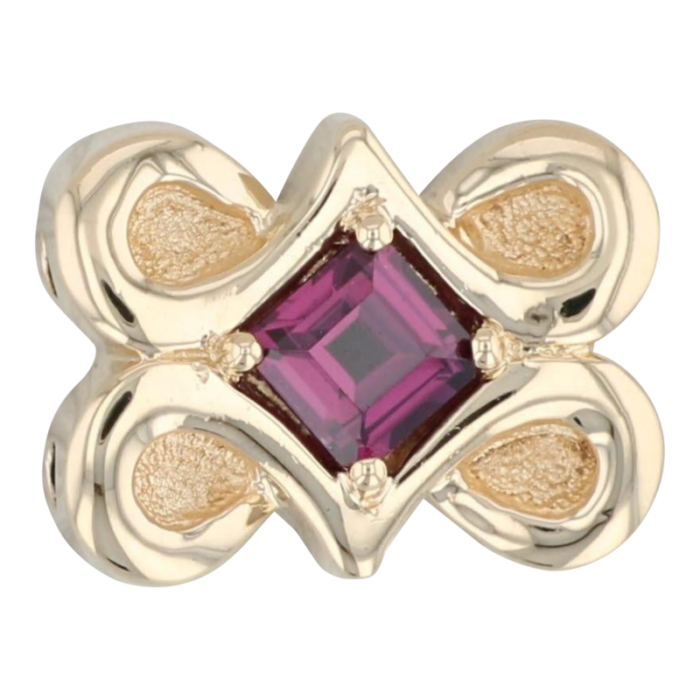 125ct rhodolite garnet slide charm 14k yellow gold vintage january birthstone 9091