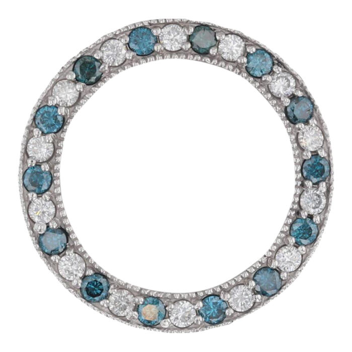 125ctw white and teal diamond eternity circle pendant 14k white gold floating 8198