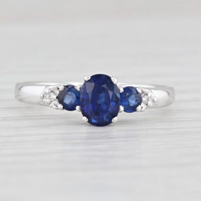 128ctw brilliant blue oval sapphire ring 14k white gold size 55 4023