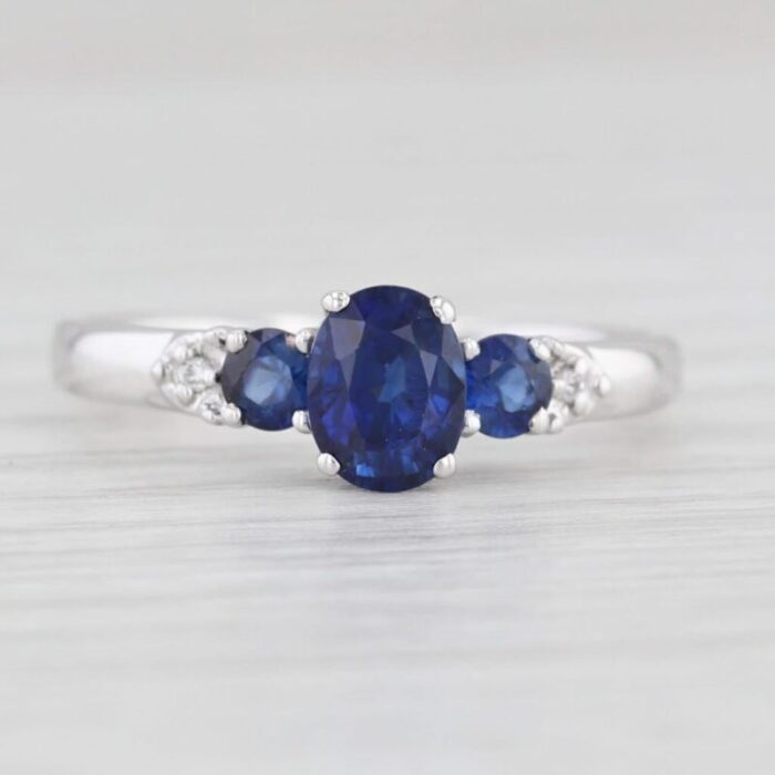 128ctw brilliant blue oval sapphire ring 14k white gold size 55 8728