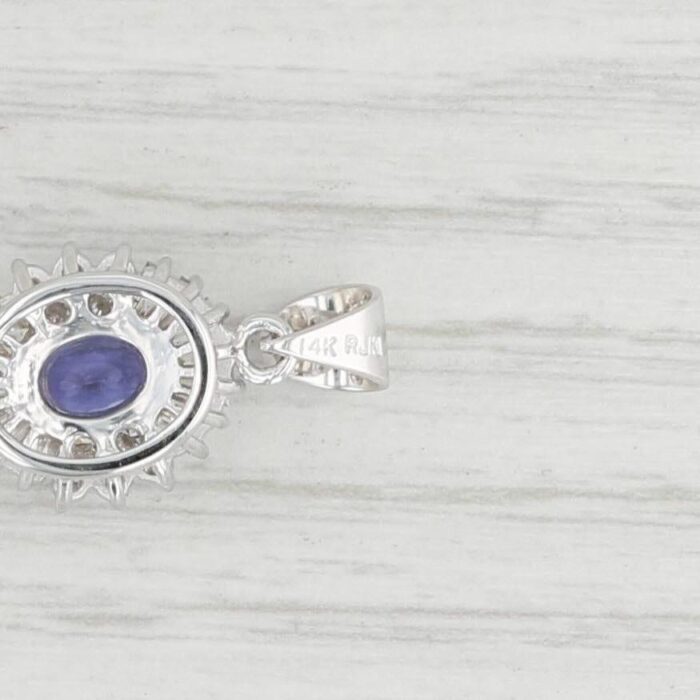 131ctw oval tanzanite diamond halo drop pendant 14k white gold 2262 scaled