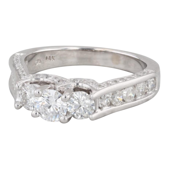 131ctw round 3 stone diamond engagement ring 14k white gold size 675 3059