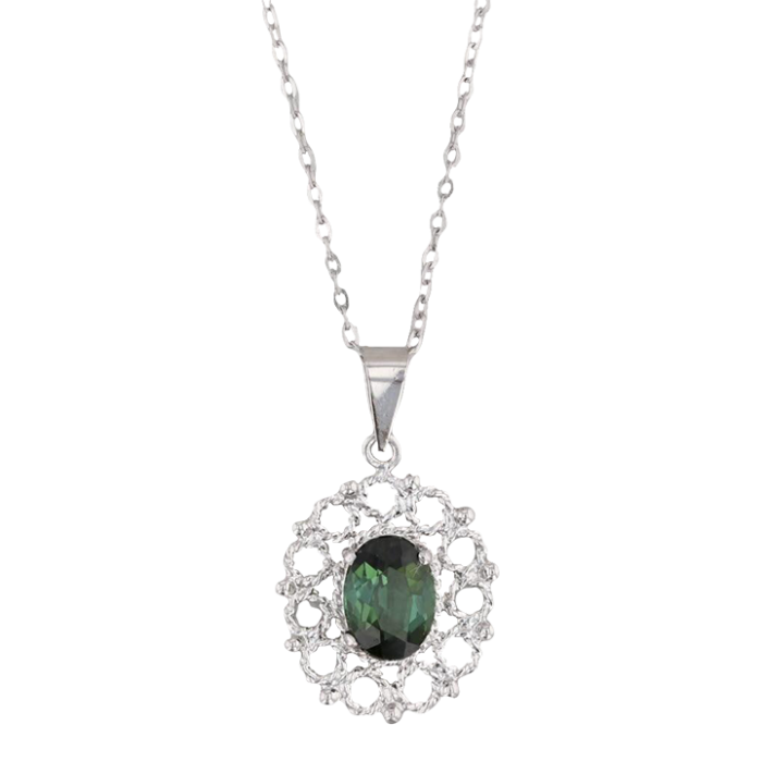 135ct green tourmaline pendant necklace 18k white gold 18 cable chain 4726