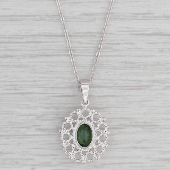 135ct green tourmaline pendant necklace 18k white gold 18 cable chain 5132