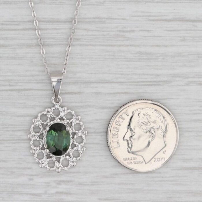 135ct green tourmaline pendant necklace 18k white gold 18 cable chain 7016