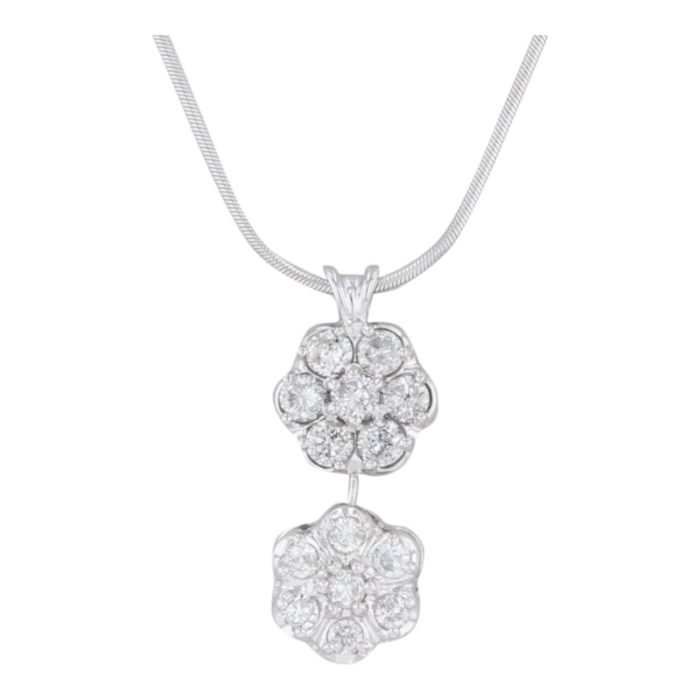 135ctw diamond flower drop pendant necklace 14k white gold 18 snake chain 6362