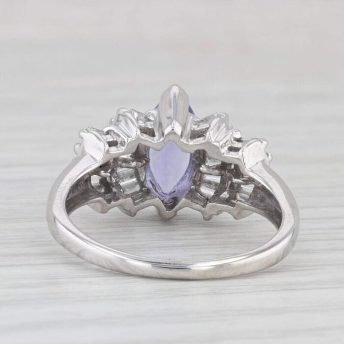 137ctw marquise tanzanite diamond ring 14k white gold size 7 3108