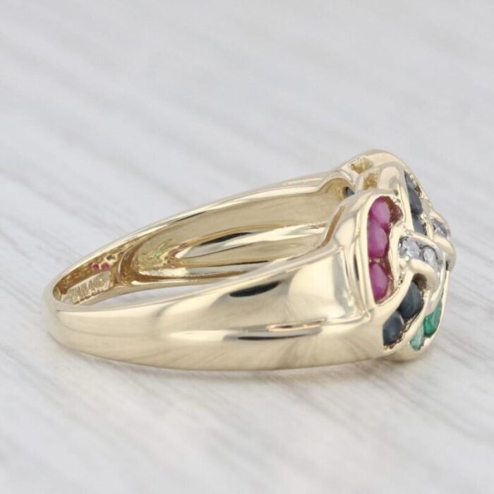 137ctw woven gemstone ring 14k gold diamond emerald sapphire lab created ruby size 7 0443