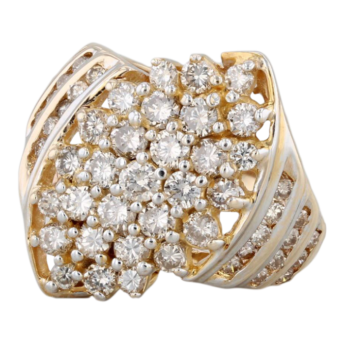 140ctw diamond cluster cocktail ring 10k yellow gold size 675 5201