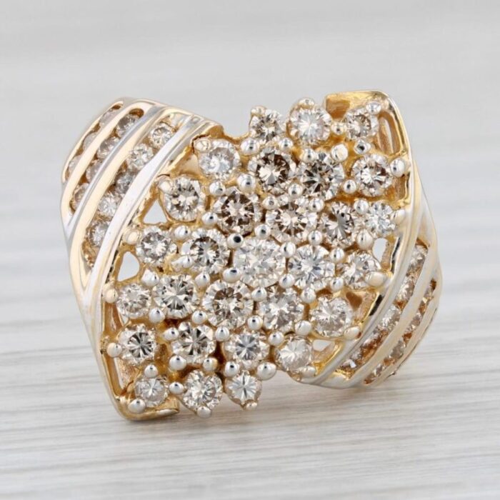 140ctw diamond cluster cocktail ring 10k yellow gold size 675 9325