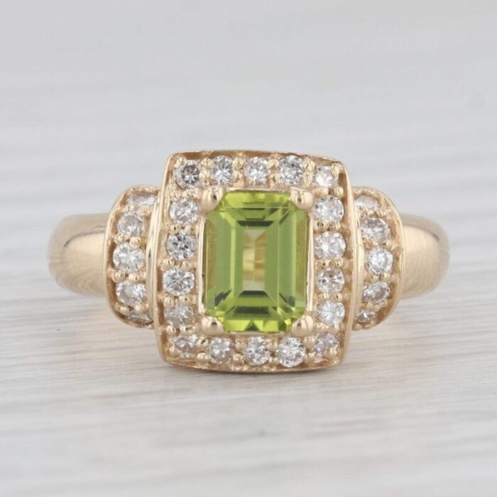 140ctw peridot diamond halo ring 14k yellow gold size 7 engagement 2660