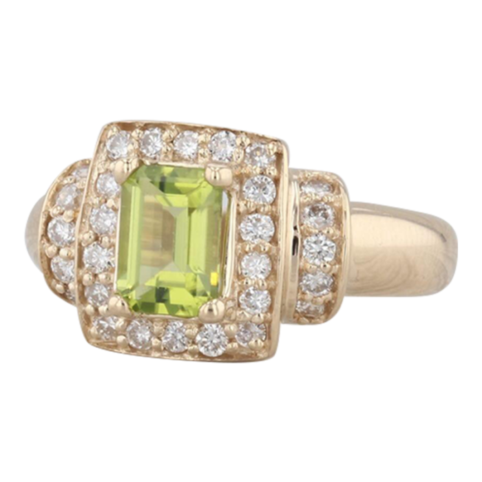 140ctw peridot diamond halo ring 14k yellow gold size 7 engagement 7884