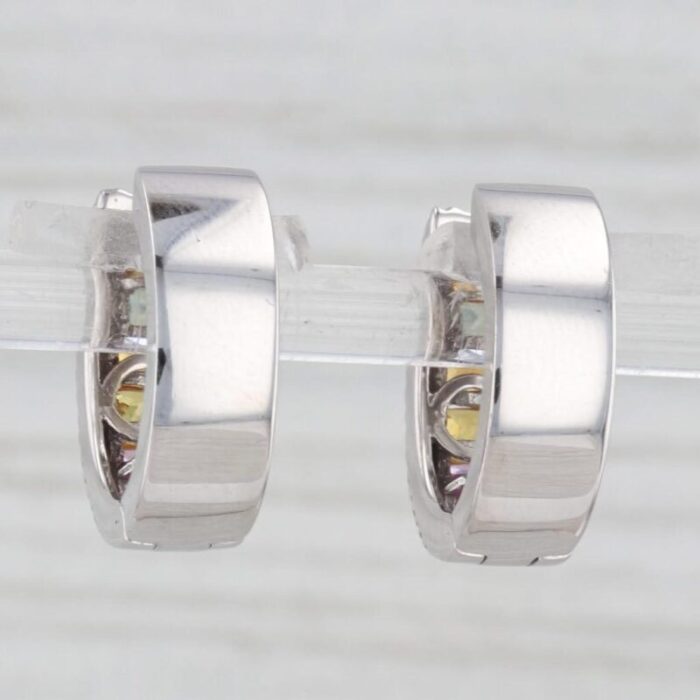 142ctw diamond multicolor sapphire hoop huggie earrings 14k white gold hoops 2 pieces 2820