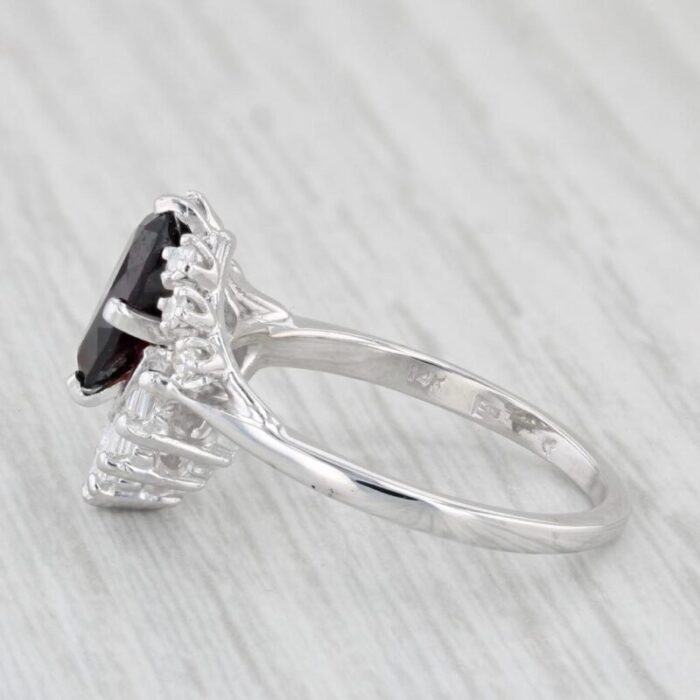 145ctw pear garnet diamond spray ring 14k white gold size 65 6810