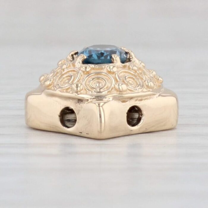 150ct blue topaz slide charm 14k yellow gold vintage ornate richard klein 0670