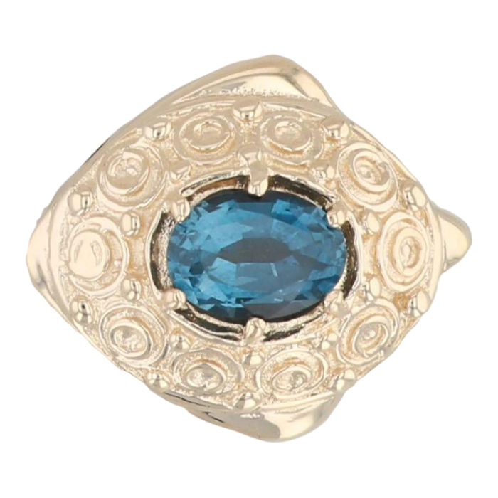 150ct blue topaz slide charm 14k yellow gold vintage ornate richard klein 6385