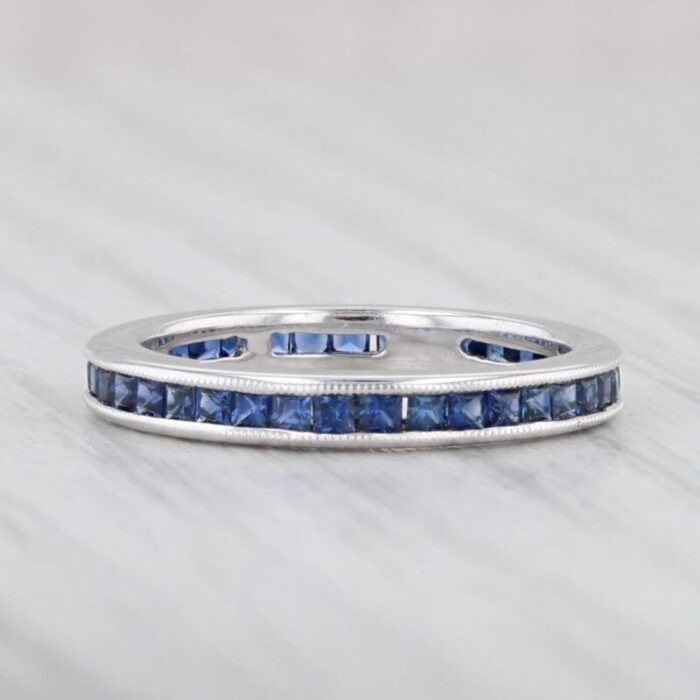 150ctw blue sapphire eternity band 18k white gold size 5 wedding ring 0395