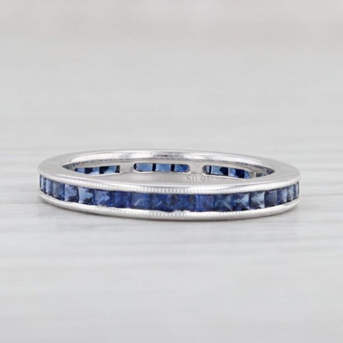 150ctw blue sapphire eternity band 18k white gold size 5 wedding ring 3318