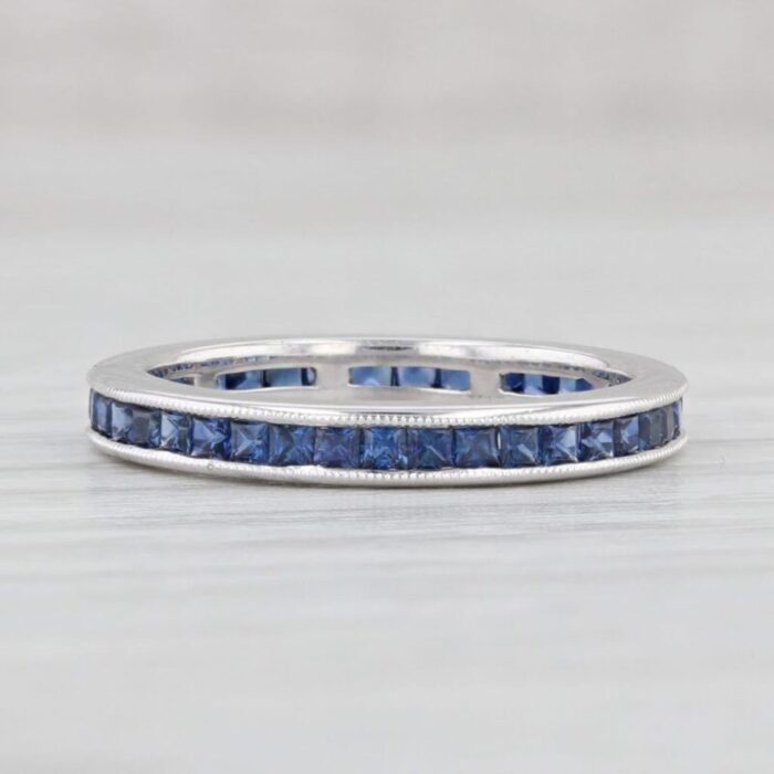 150ctw blue sapphire eternity band 18k white gold size 5 wedding ring 9594